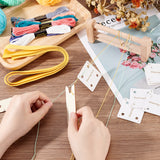 Wooden Tablet Weaving Card Sets, included Wood Shuttle, 10 Colors Cotton Cord, Colth Drawsting Storage Bag, Mixed Color, Card: 5x5x0.1cm, Hole: 6mm, 30pcs