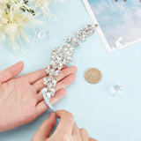 1Pc Shiny Flower Crystal Rhinestone Trim, Flexible Sewing Crafts Bridal Costume Embellishment, for DIY Shoes, Belt, Bag, Hat, Hairband, Platinum, 182x20~38x7.5mm