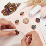 20Pcs 5 Colors Alloy Enamel Shank Buttons, 1-Hole, Flat Round with Flower Pattern, Mixed Color, 20x8mm, Hole: 2mm, 4pcs/color