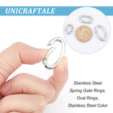 3Pcs 3 Styles 304 Stainless Steel Spring Gate Rings, Oval Rings, Stainless Steel Color, 18~28x13~16x3mm, inner diameter: 12~21x7~10mm, 1pc/style