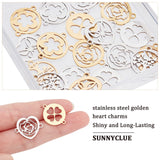 201 Stainless Steel Links Connectors, Laser Cut Links, Mixed Shapes, Golden & Stainless Steel Color, 20pcs/box