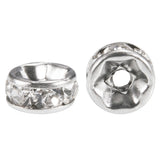 Flat Round Rhinestone Bead Spacers 316 Stainless Steel Crystal Jewelry Making beads Size 6x3mm, about 20pcs/bag
