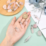 20Pcs 2 Style Natural Rose Quartz Pendants with Stainless Steel Color Alloy Findings, Nuggets & Bullet, 10pcs/style