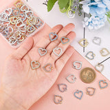 70Pcs 7 Style Alloy Charms, with Rhinestone, Heart, Mixed Color, 17x15x2~3mm, Hole: 2.4~2.5mm, 10pcs/style