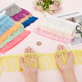 24 Yards 12 Colors Polyester Tassel Lace Ribbon, Fringe Lace Trim, Macrame Lace Ribbon, Mixed Color, 3-7/8 inch(98mm), about 2yards/color, 24yards/set