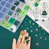 DIY Saint Patrick's Day Bracelet Making Kit, Including Acrylic & Polymer Clay Disc Beads, Clover & Hat Alloy Pendants, Green, 258Pcs/box