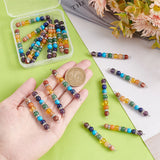 20Pcs Chakra Natural & Synthetic Gemstone Connector Charms, with Platinum Tone Brass Crystal Rhinestone Findings, Round, 55x6~6.5mm, Hole: 2~2.5mm