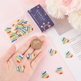 Rainbow Color Alloy Enamel Pendants, Heart, Light Gold, 16.5x18x1.5mm, Hole: 1.8mm, 30pcs/box