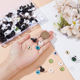 DIY Doll Making Kits, including Craft Plastic Doll Eyes Stuffed Toy Eyes and Half Round/Dome with Eye Pattern Glass Cabochons, Mixed Color, Glass Cabochons: 12x5mm, Toy Eyes: 14~17x5.5~16, Hole: 5mm