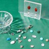 DIY Flat Round & Oval Stone Pendant Making Kit, Including 304 Stainless Steel Pendant Cabochon Settings, Natural Mixed Stone Cabochons, Mixed Color, Settings: 32pcs/box