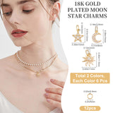 12Pcs 3 Styke Brass Micro Pave Clear Cubic Zirconia Charms, with Jump Ring, Long-Lasting Plated, Mixed Shape, Real 18K Gold Plated, 10~12x8~11x1.6~2mm, Hole: 3~3.6mm, 4pcs/style