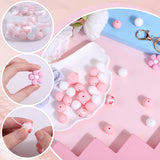 DIY Flower Keychain Making Kit, Including Silicone Beads, Elastic Cord, Alloy Keychain Clasp Findings, Pink, 40Pcs/bag