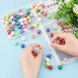 72pcs 12 colors Pearlized Plastic Round Beads, AB Color Plated, Mixed Color, 16mm, Hole: 2mm, 6pcs/color