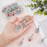 Alloy Pendants, with Glass Beads and Lobster Claw Clasp, Angel, Mixed Color, 33x19.5mm