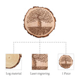 Carved Wood Round Sheets, for Home Display Decoration, Tree Pattern, 170~180x15mm