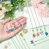 Alloy Enamel Printed Ceiling Fan Pull Chain Extenders, Butterfly Pendant Decoration, with Iron Ball Chains, Mixed Color, 338~350mm, 10 styles, 1pc/style, 10pcs/set