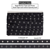 Clasps and Eye Cotton Tape Trim, with Brass Findings, for DIY Clothing Accessories Embellishment Decorations, Black, 20x3.5mm, about 6yards/Card