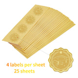 Self Adhesive Gold Foil Embossed Stickers, Medal Decoration Sticker, Hat Pattern, 5x5cm