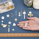 DIY Geometry Dangle Earring Making Kit, Including Sun & Moon & Fan & Hexagon & Rhombus Natural Shell & Brass & Iron & Alloy Link Connectors & Pendants, Brass Earring Hooks, White, 120Pcs/box