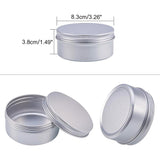 Round Aluminium Tin Cans, Aluminium Jar, Storage Containers for Cosmetic, Candles, Candies, with Screw Top Lid, Platinum, 8.5x3.8cm, Capacity: 150ml, 10pcs/box