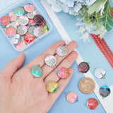40Pcs 10 Colors Zinc Alloy Enamel Connector Charms, Flat Round with Tree of Life Links, Platinum, Mixed Color, 24x18x2.5mm, Hole: 1.8mm, 4pcs/color