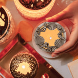 Zinc Alloy Cover, for Aromatherapy Candle, Flat Round with Shell & Starfish & Conch Pattern, Antique Silver, 81x12mm