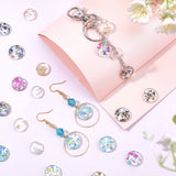 48 Pcs 6 Style Cellulose Acetate(Resin) Charms, with Foil, Flat Round, Mixed Color, 13.5x2~3.5mm, Hole: 1.5mm, 8pcs/style