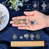 DIY Tibetan Style Dangle Earring Making Kits, 20Pcs Elephant & Heart & Geometry Alloy Pendants, 8Pcs Heart & Flat Round Alloy Links, 50Pcs Round Beads, Brass Earring Hooks & Jump Rings, Mixed Color, 128pcs/box