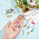 20Pcs 20 Style Natural & Synthetic Mixed Gemstone & Alloy Enamel Pendants, with Iron Cable Chains & 304 Stainless Steel Spacer Beads, Moon & Star & Planet & Chips, Mixed Color, 23~42mm, Hole: 8.6mm, 1Pc/style