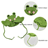 2Pcs 2 Style Wool Woven Pet Headwear Costume, for Cats Dogs Festival Birthday Theme Party Photo Prop, Frog & Strawberry, Mixed Shapes, 150mm, Hole: 43x24mm, 1pc/style