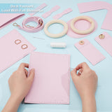 DIY Sew on Bowknot Tote Making Kit, Including PU Leather Accessories, Shoulder Strap, Wooden Ring Handles, Alloy D-rings, Iron Needles, Cotton Cord, Pink, 2.2~120x0.2~11x0.1~1.5cm