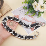 Zinc Alloy Curban Chain & PU Leather Bag Straps, with Spring Gate Ring, for Handbag Handle Replacement Accessories, Platinum, 550x27x11.5mm