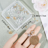 12Pcs 2 Color Brass Pave Clear Cubic Zirconia Flower Stud Earring Findings, with Horizontal Loops & 52Pcs Open Jump Rings & 50Pcs Plastic Ear Nuts, Platinum & Golden, 12x11.5x2.5mm, Hole: 1mm, 6Pcs/color