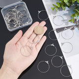 304 Stainless Steel Hoop Earring Findings, Ring, Stainless Steel Color, 21 Gauge, 35.5x31~32x0.7mm, Hole: 1mm, 50pcs/box