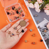 40Pcs 5 Color Ion Plating(IP) 304 Stainless Steel Stud Earring Settings, with Ear Nuts, Flat Round, Mixed Color, 10.5mm, Pin: 0.8mm, Tray: 8mm, 8Pcs/color