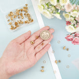30Pcs 304 Stainless Steel Stud Earring Findings, with 30Pcs Open Jump Rings, Half Round, Golden, 11x8mm, Hole: 1.8mm