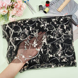 Flower Pattern Polyester Mesh Fabric, for Dress Costumes Decoration, Black, 125~130x0.01~0.05cm, 2 yard/pc