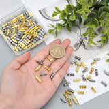 120 Sets 4 Style Column Brass Screw Clasps, Platinum & Golden, 30 set/style