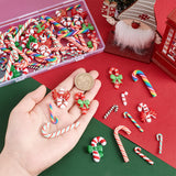 72Pcs 12 Styles Christmas Theme Opaque Resin Cabochons, Christmas Cane, Mixed Color, 19~49x8.5~26x2.5~6.5mm, 6pcs/style