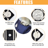 2Pcs Star Pattern Detachable Iron Epaulettes, Retro Plastic Shoulder Badges, with Cloth Findings & Pin, Hexagon, Black, 37x110x7mm