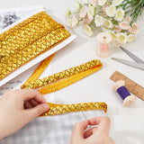 Plastic & Polyester Paillette Elastic Beads, Sequins Beads, Ornament Accessories, 2 Rows Paillette Roll, Flat Round, Gold, 15~16x1mm, 13m/card
