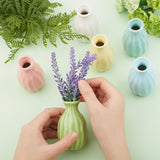 6Pcs 6 Colors Mini Ceramic Floral Vases for Home Decor, Small Flower Bud Vases for Centerpiece, Vase with Wavy Texture, Mixed Color, 45x77mm, Hole: 25mm, 1pc/color