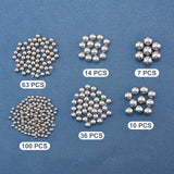 304 Stainless Steel Beads, No Hole/Undrilled, Round, Stainless Steel Color, 290pcs