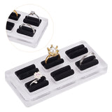 6 Slot Rectangle Acrylic Finger Ring Display Stands, Ring Organizer Holder with Black Sponge Inside, WhiteSmoke, 11x5.2x1.2~1.6cm