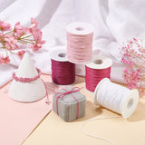 4 Rolls 4 Colors Waxed Cotton Thread Cords, Pink, 1mm, about 100 yards(300 feets)/roll, 1 roll/color