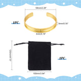 1Pc Alloy Grooved Open Cuff Bangle for Women, Golden, Inner Diameter: 2-1/4 inch(5.8cm)