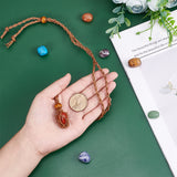 DIY Chakra Necklace Making Kits, Including Adjustable Braided Waxed Cord Macrame Pouch, Gemstone Half Drilled Beads, Velvet Jewelry Bags, 17.7 inch(45cm), 1pc