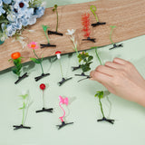 64pcs 16 style Bean Sprout Plastic Alligator Hair Clips, Green Pea Cute Flower Grass Hair Clips Decoration for Girls, Mixed Patterns, 72~132mm, 4pcs/style