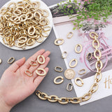 200Pcs 2 Style Opaque Linking Rings, with Acrylic & CCB Plastic, Oval, Gold, 100pcs/style
