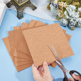 Self Adhesive Cork Sheets, for Kitchen Hot Mats, Cup Mats, Bulletin, Square, Sandy Brown, 150x150x3mm